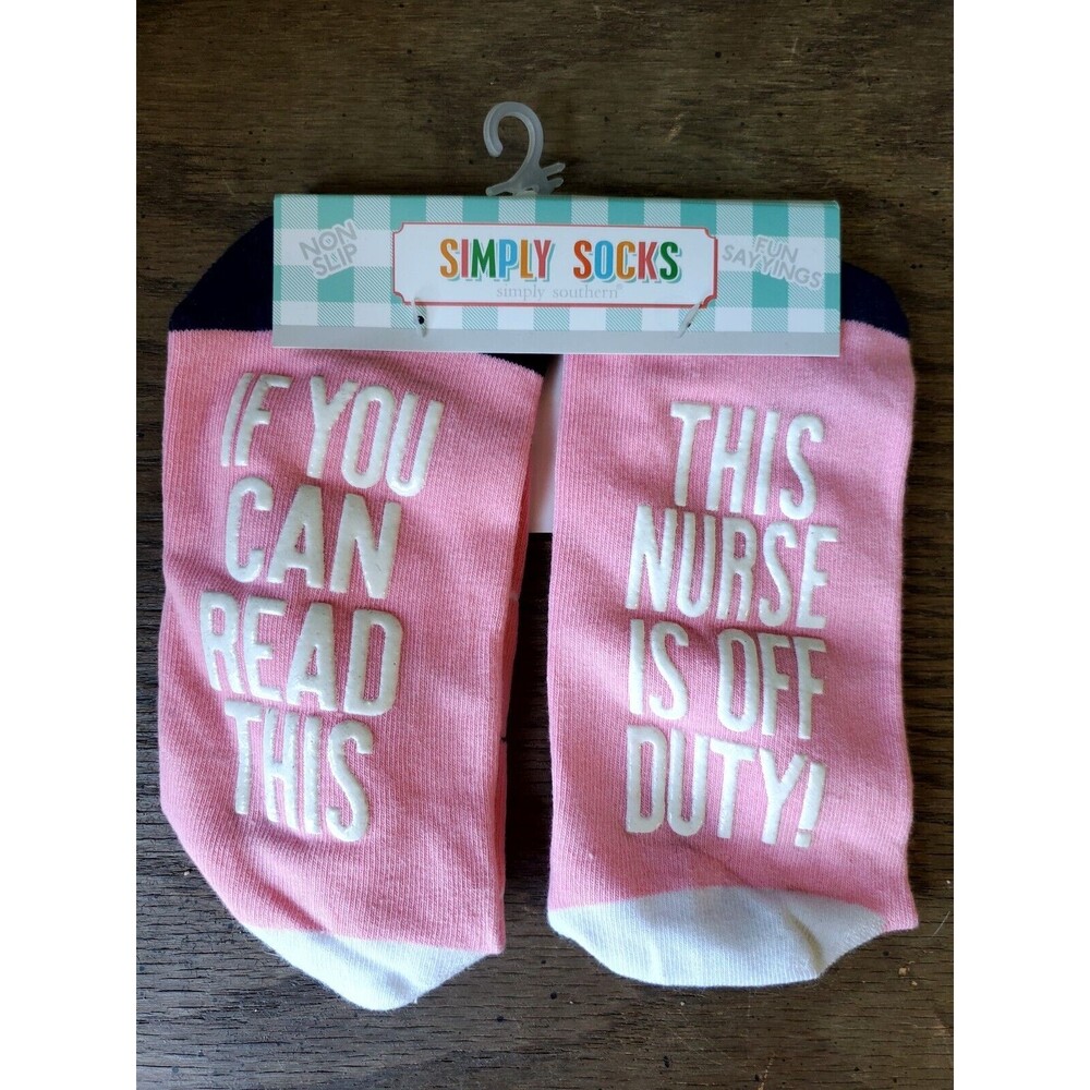 Simply Southern Socks This Nurse is Off Duty Pink NonSlip Unisex W 4-10.5 M 5-10